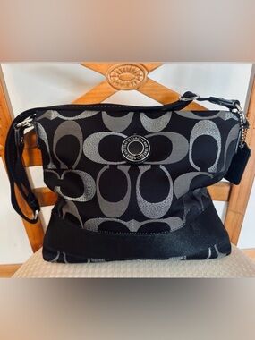 Authentic Coach Black Signature Canvas Crossbody Shoulder Bag